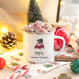 Taza Latón Coche Navideño