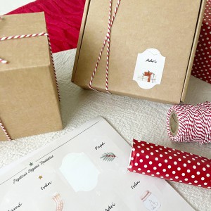 Pegatinas Regalos Navideños Acuarela