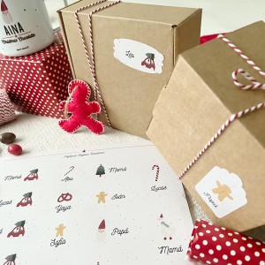 Pegatinas Regalos Navideños Acuarela