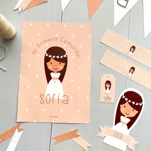 Pack Papelería comunión coral
