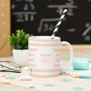 Taza Superprofe Rayas Coral