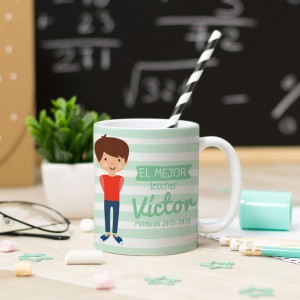 Taza Superprofe Rayas Mint